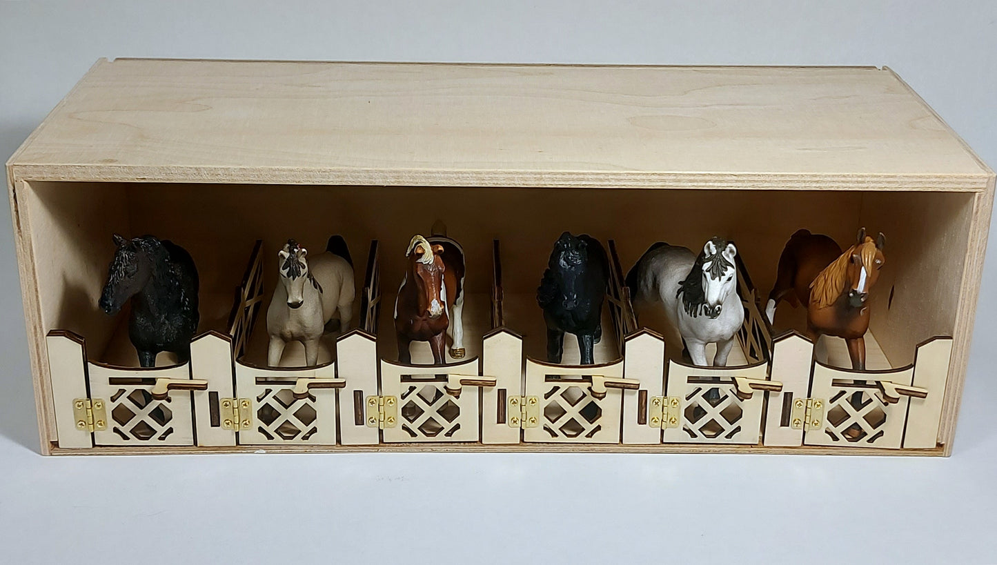 Handgefertigtes Erweiterungsmodul mit 6 Boxen für Schleich Pferde