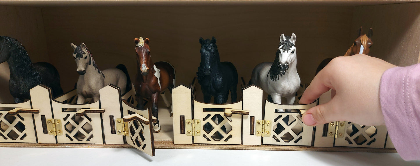 Handgefertigtes Erweiterungsmodul mit 6 Boxen für Schleich Pferde