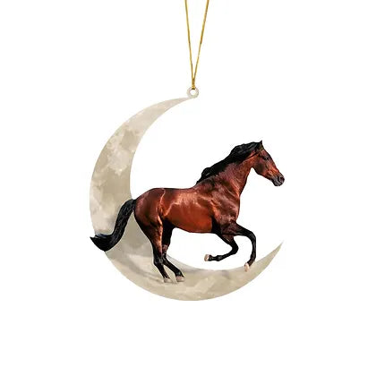 Weihnachtsanhänger - Halbmond mit Pferd
