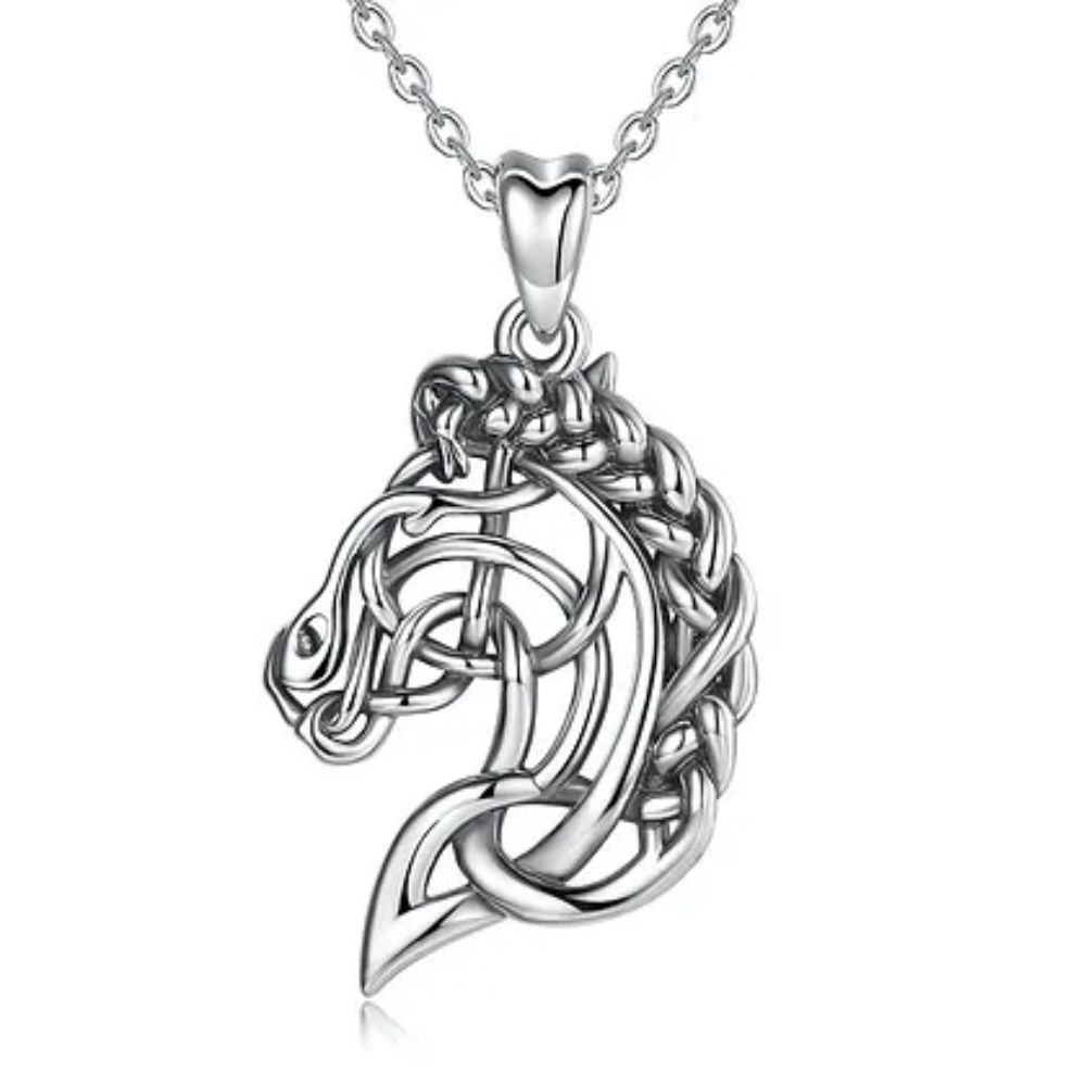 925 Sterling Silber Pferdekopf Halskette