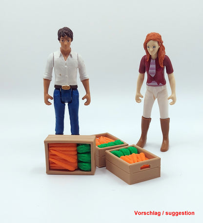 Kisten mit Karotten / Möhren passend für Schleich