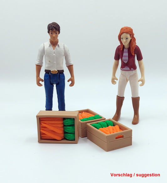 Kisten mit Karotten / Möhren passend für Schleich