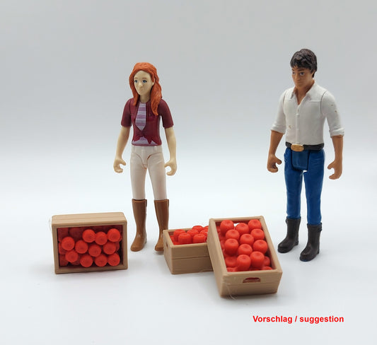 Kisten mit roten Äpfeln passend für Schleich