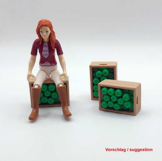 Kisten mit grünen Äpfeln passend für Schleich