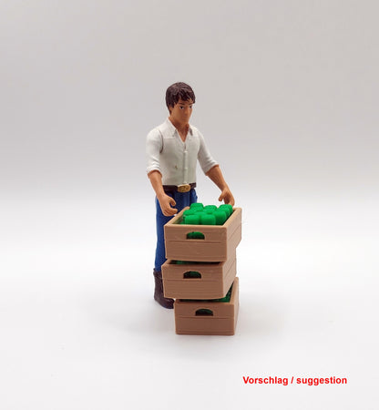 Kisten mit grünen Äpfeln passend für Schleich