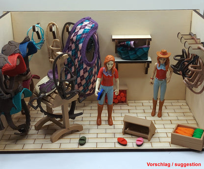 Sattelkammer mit umfangreichen Zubehör passend für Schleich